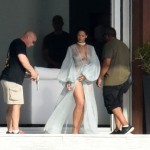 Rihanna Goes Braless In A Sheer Robe And Thong While Wielding A Gun On The Set Of Her New Music Video In Miami