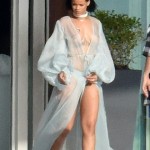 Rihanna Goes Braless In A Sheer Robe And Thong While Wielding A Gun On The Set Of Her New Music Video In Miami