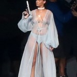 Rihanna Goes Braless In A Sheer Robe And Thong While Wielding A Gun On The Set Of Her New Music Video In Miami