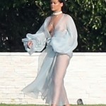 Rihanna Goes Braless In A Sheer Robe And Thong While Wielding A Gun On The Set Of Her New Music Video In Miami