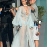 Rihanna Goes Braless In A Sheer Robe And Thong While Wielding A Gun On The Set Of Her New Music Video In Miami