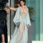 Rihanna Goes Braless In A Sheer Robe And Thong While Wielding A Gun On The Set Of Her New Music Video In Miami