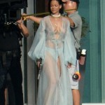 Rihanna Goes Braless In A Sheer Robe And Thong While Wielding A Gun On The Set Of Her New Music Video In Miami