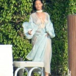 Rihanna Goes Braless In A Sheer Robe And Thong While Wielding A Gun On The Set Of Her New Music Video In Miami