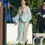 Rihanna Goes Braless In A Sheer Robe And Thong While Wielding A Gun On The Set Of Her New Music Video In Miami