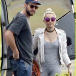 Liam Hemsowrth And Miley Cyrus Arrive Into Brisbane