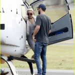 Liam Hemsowrth And Miley Cyrus Arrive Into Brisbane