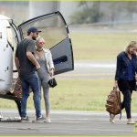 Liam Hemsowrth And Miley Cyrus Arrive Into Brisbane