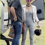 Liam Hemsowrth And Miley Cyrus Arrive Into Brisbane