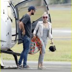 Liam Hemsowrth And Miley Cyrus Arrive Into Brisbane