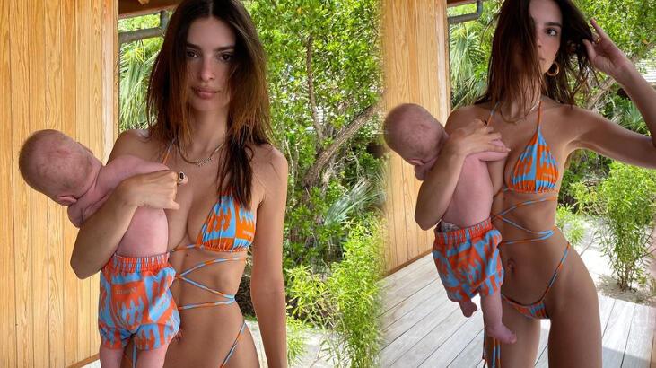 Ünlü manken Emily Ratajkowski bebeğiyle verdiği pozu Instagram’da paylaştı