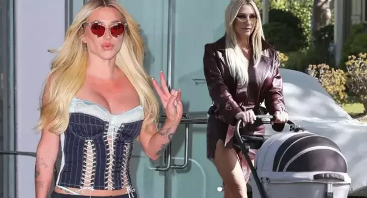 Dünyaca ünlü şarkıcı Kesha sokakta pusetle kedi gezdirdi