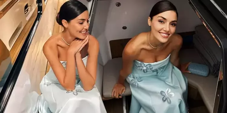 Hande Erçel maviler içinde poz verdi